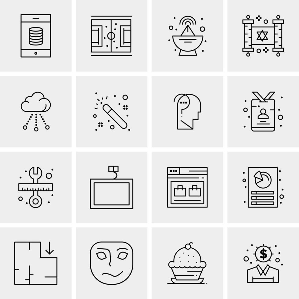 16 iconos de negocios universales vector ilustración de icono creativo para usar en proyectos relacionados con la web y dispositivos móviles