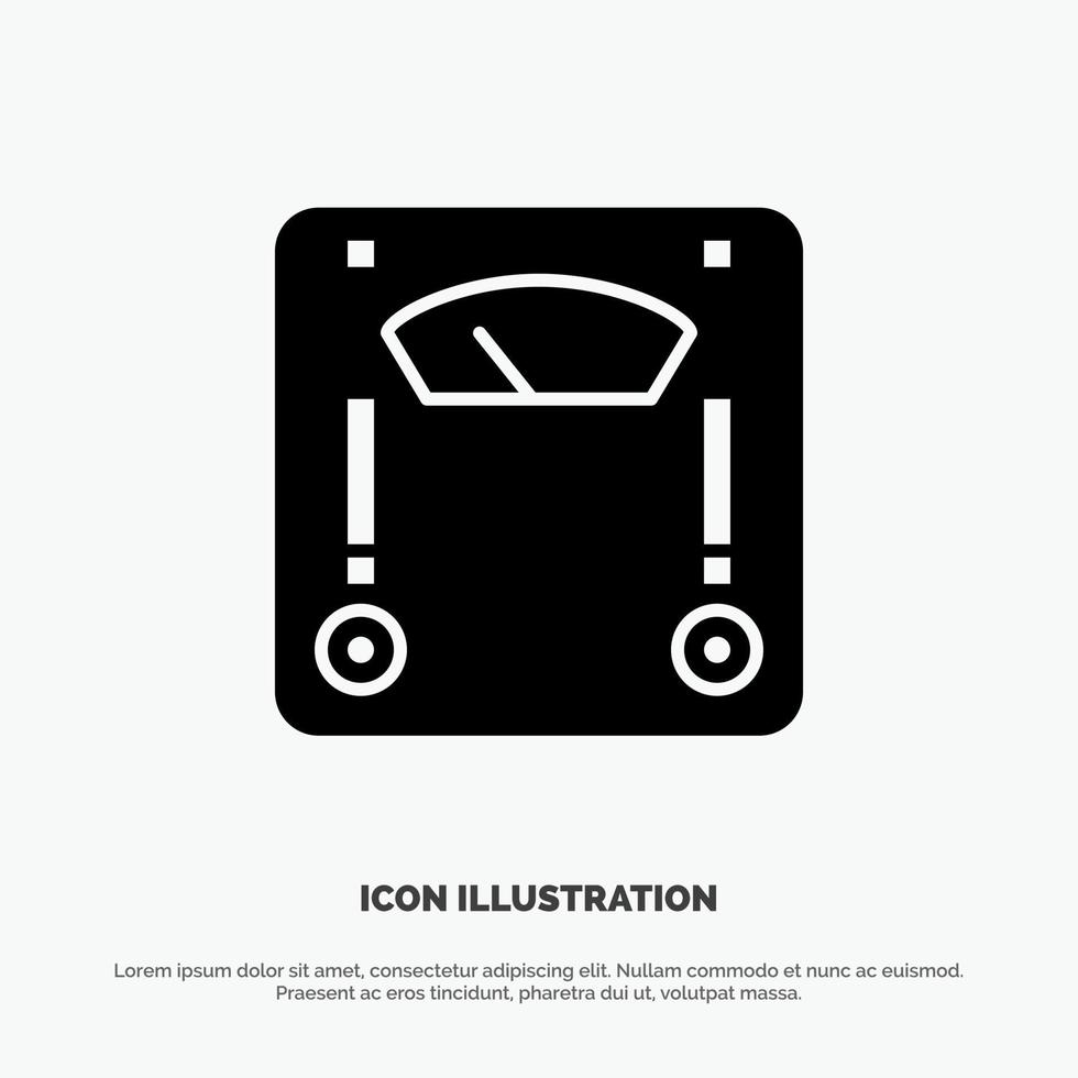 Machine Scale Weighing Weight Solid Black Glyph Icon vector