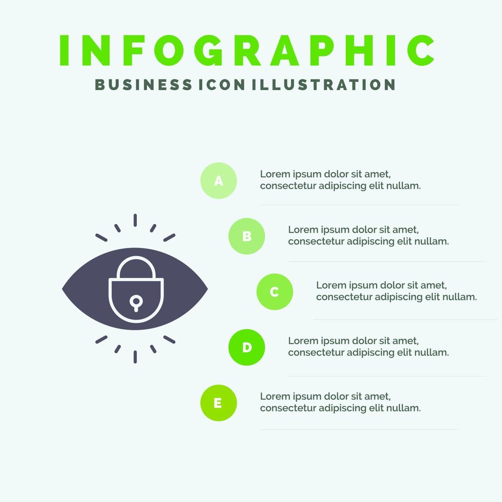 Eye Internet Security Lock Solid Icon Infographics 5 Steps Presentation Background vector