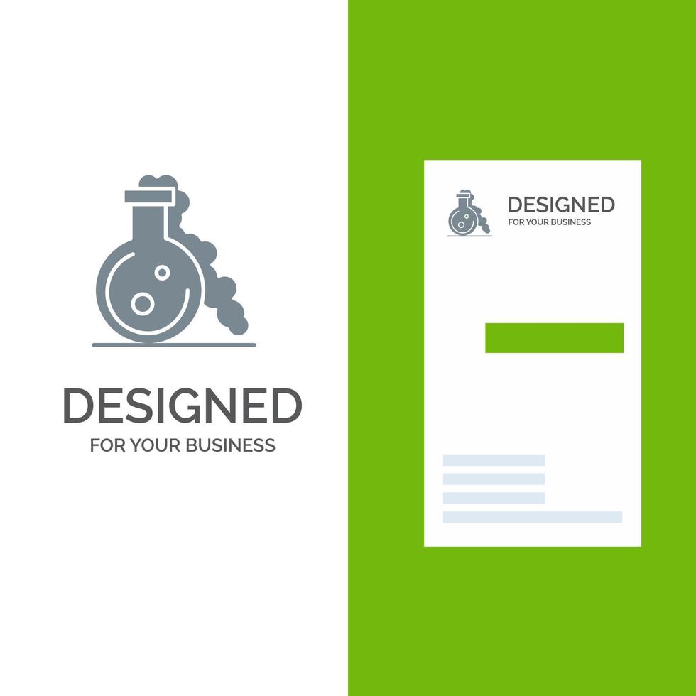 Flask Lab Test Medical Grey Logo Design and Business Card Template vector