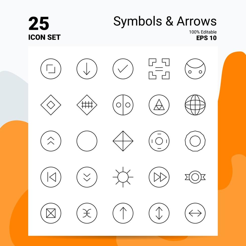 25 Symbols Arrows Icon Set 100 Editable EPS 10 Files Business Logo Concept Ideas Line icon design vector