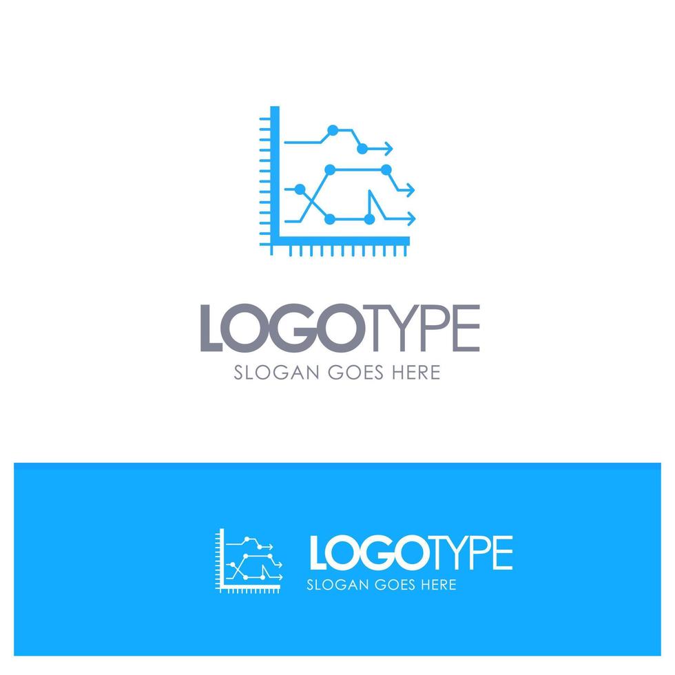 análisis gráfico de negocios diagrama gráfico tendencias azul sólido logotipo con lugar para el eslogan vector