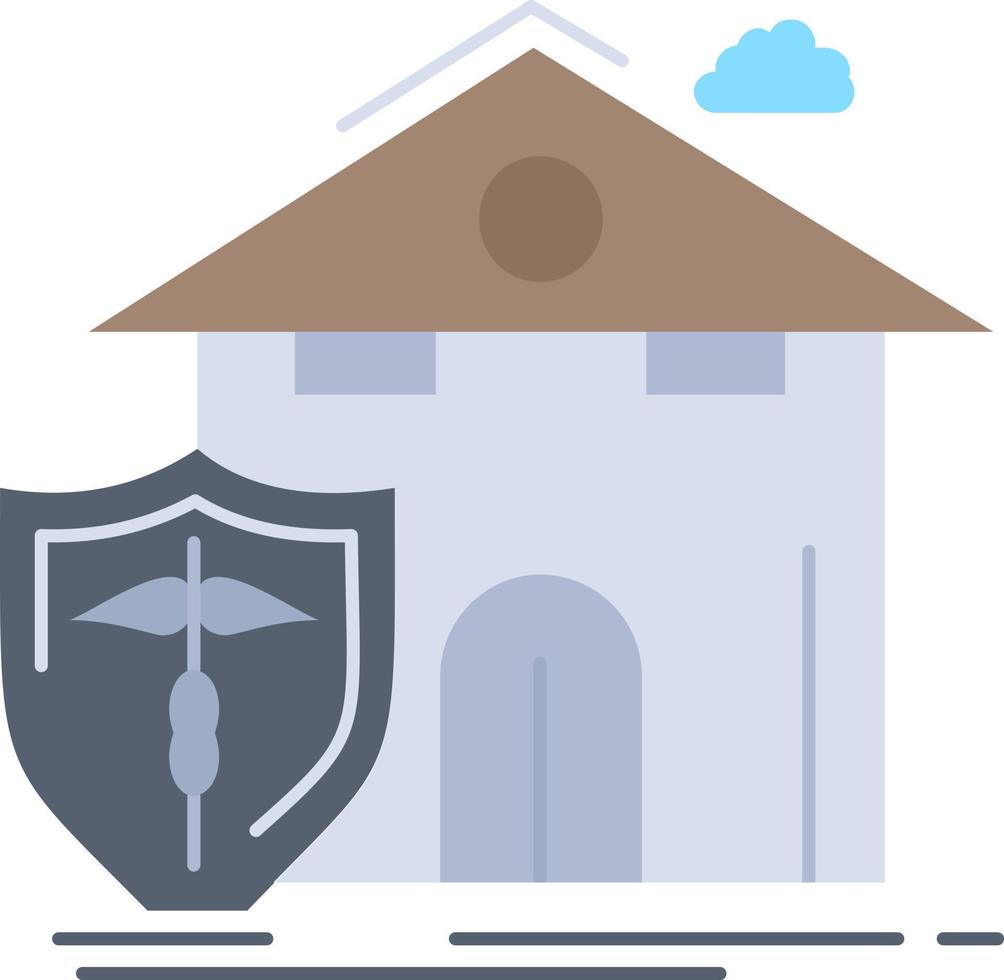 insurance home house casualty protection Flat Color Icon Vector