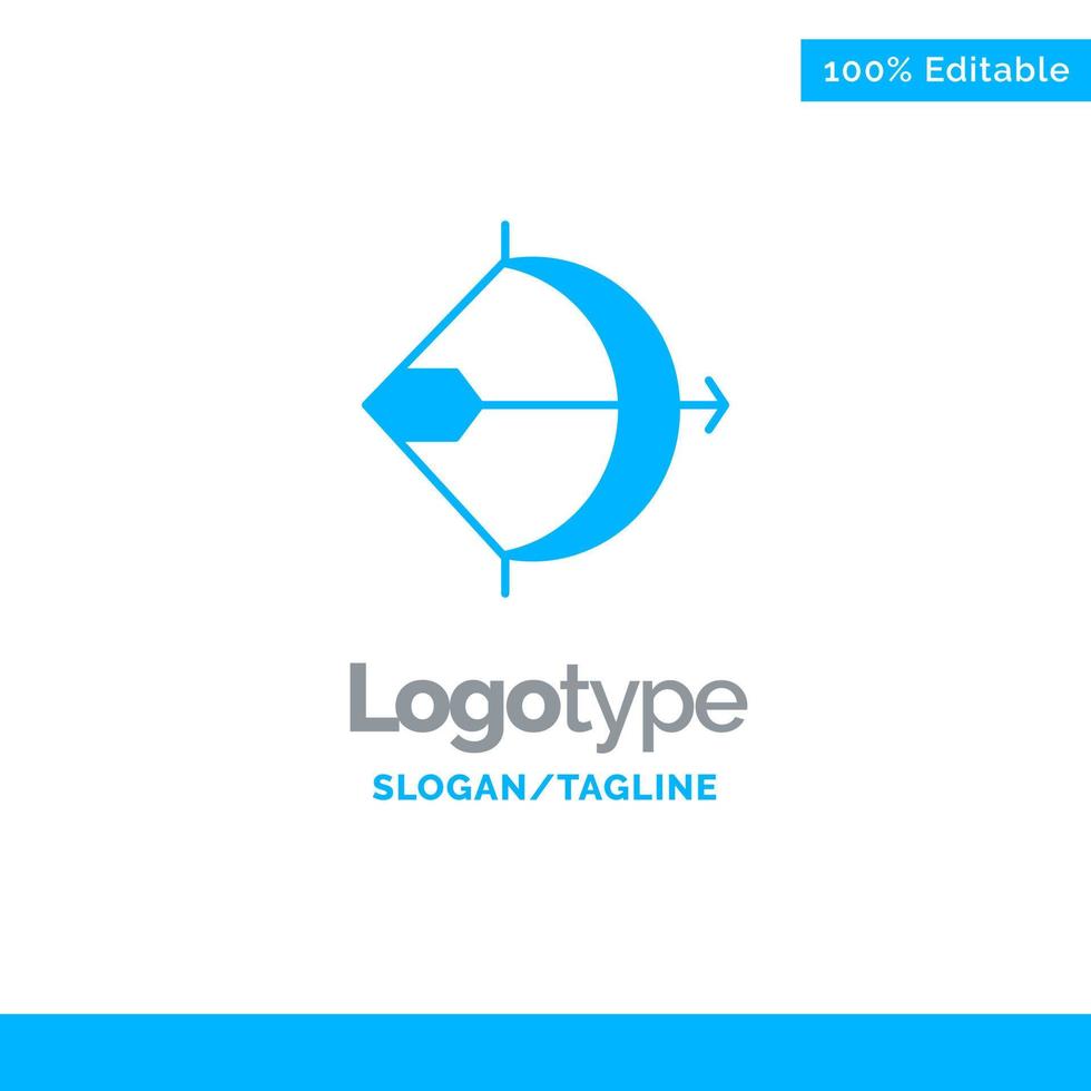 objetivo tiro con arco flecha arco disparar plantilla de logotipo sólido azul lugar para el eslogan vector