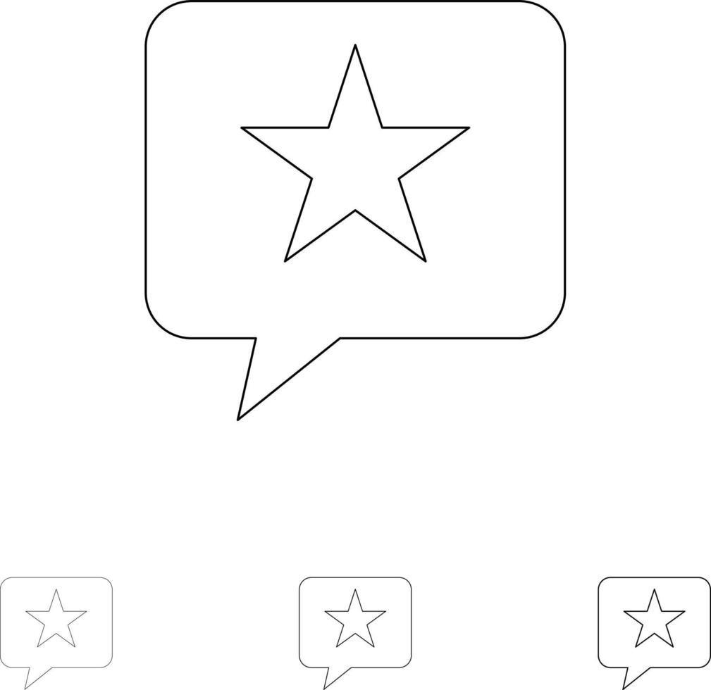 Chat Favorite Message Star Bold and thin black line icon set vector