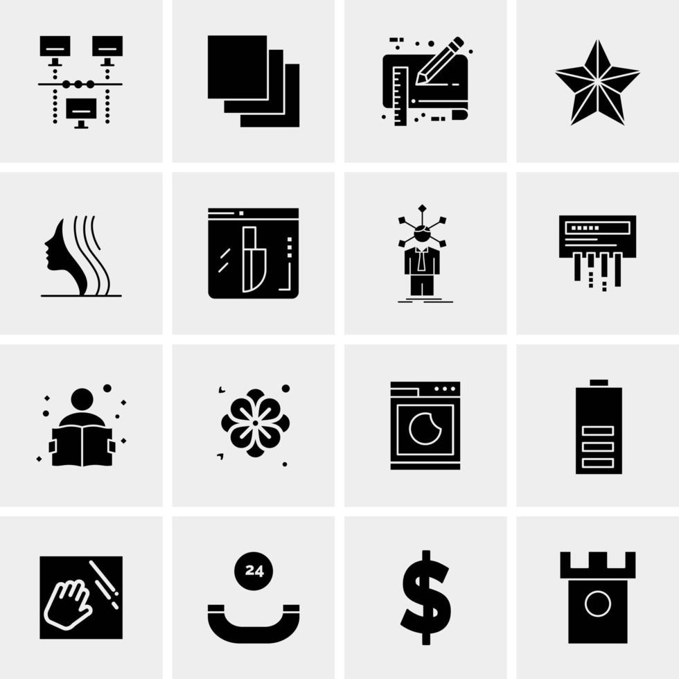 16 iconos de negocios universales vector ilustración de icono creativo para usar en proyectos relacionados con la web y dispositivos móviles