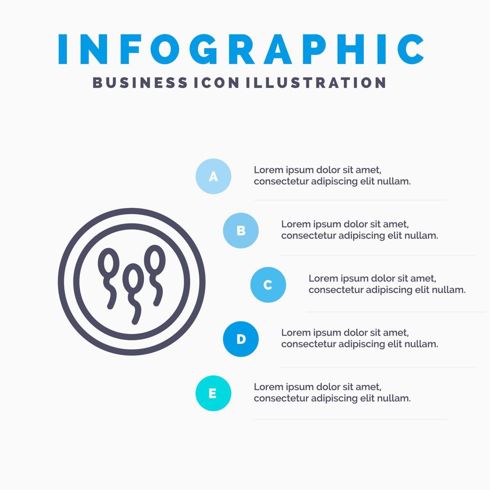 Biochemistry Biology Chemistry Laboratory Process Line icon with 5 steps presentation infographics Background vector