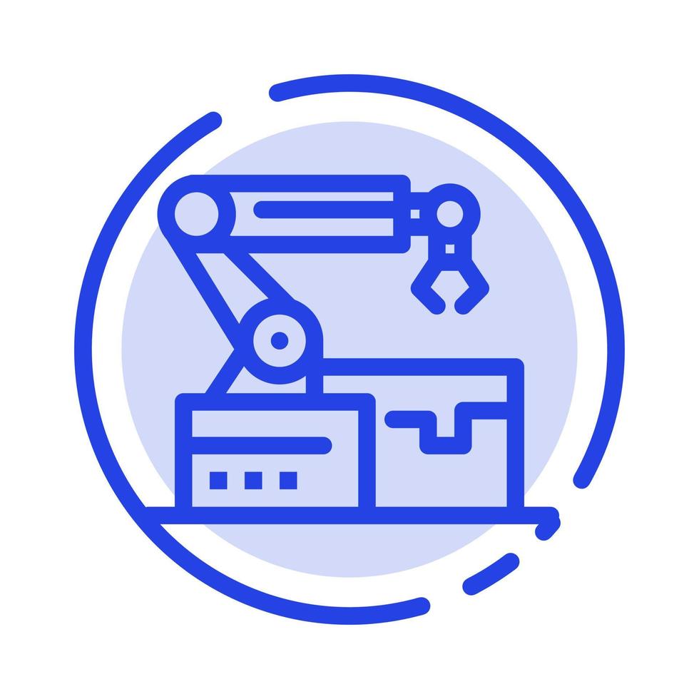 Automated Robotic Arm Technology Blue Dotted Line Line Icon vector