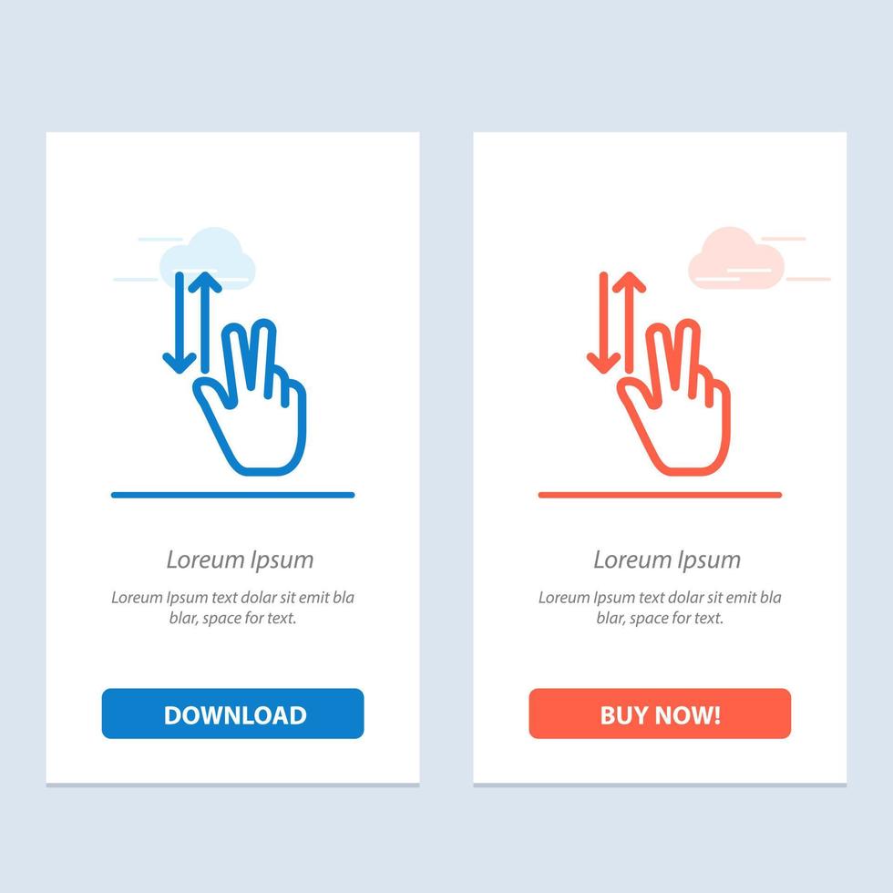 Finger Gestures Two Up Down  Blue and Red Download and Buy Now web Widget Card Template vector