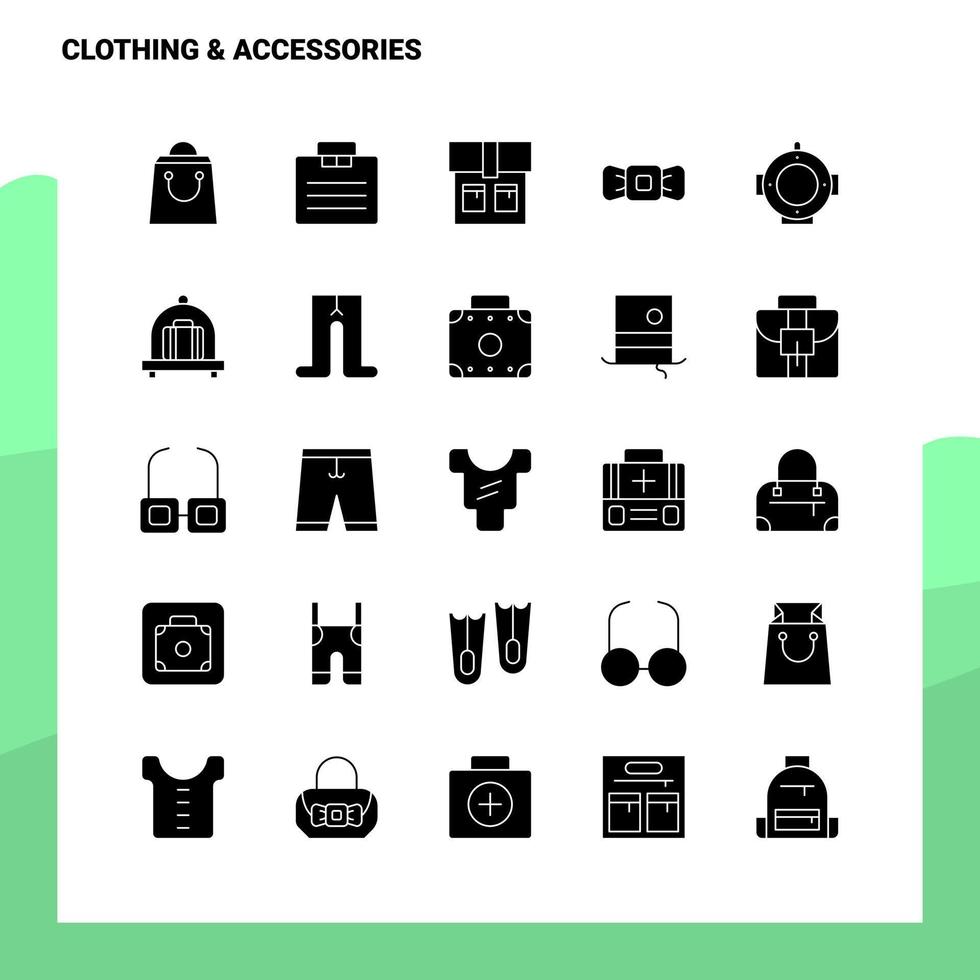 25 conjunto de iconos de accesorios de ropa plantilla de ilustración de vector de icono de glifo sólido para ideas web y móviles para empresa comercial