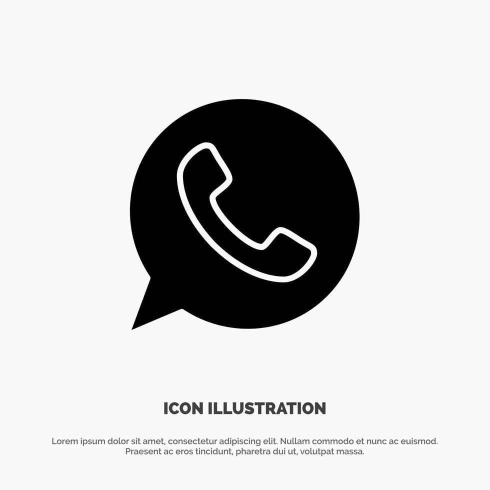 aplicación chat teléfono vatios aplicación glifo sólido icono vector