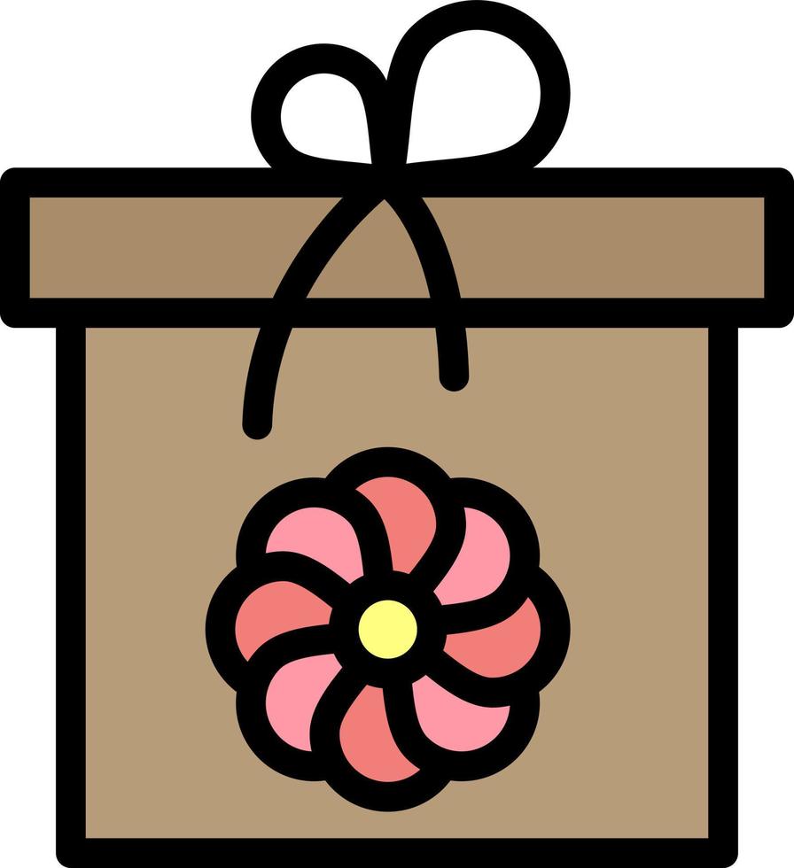 caja de regalo flor primavera color plano icono vector icono banner plantilla