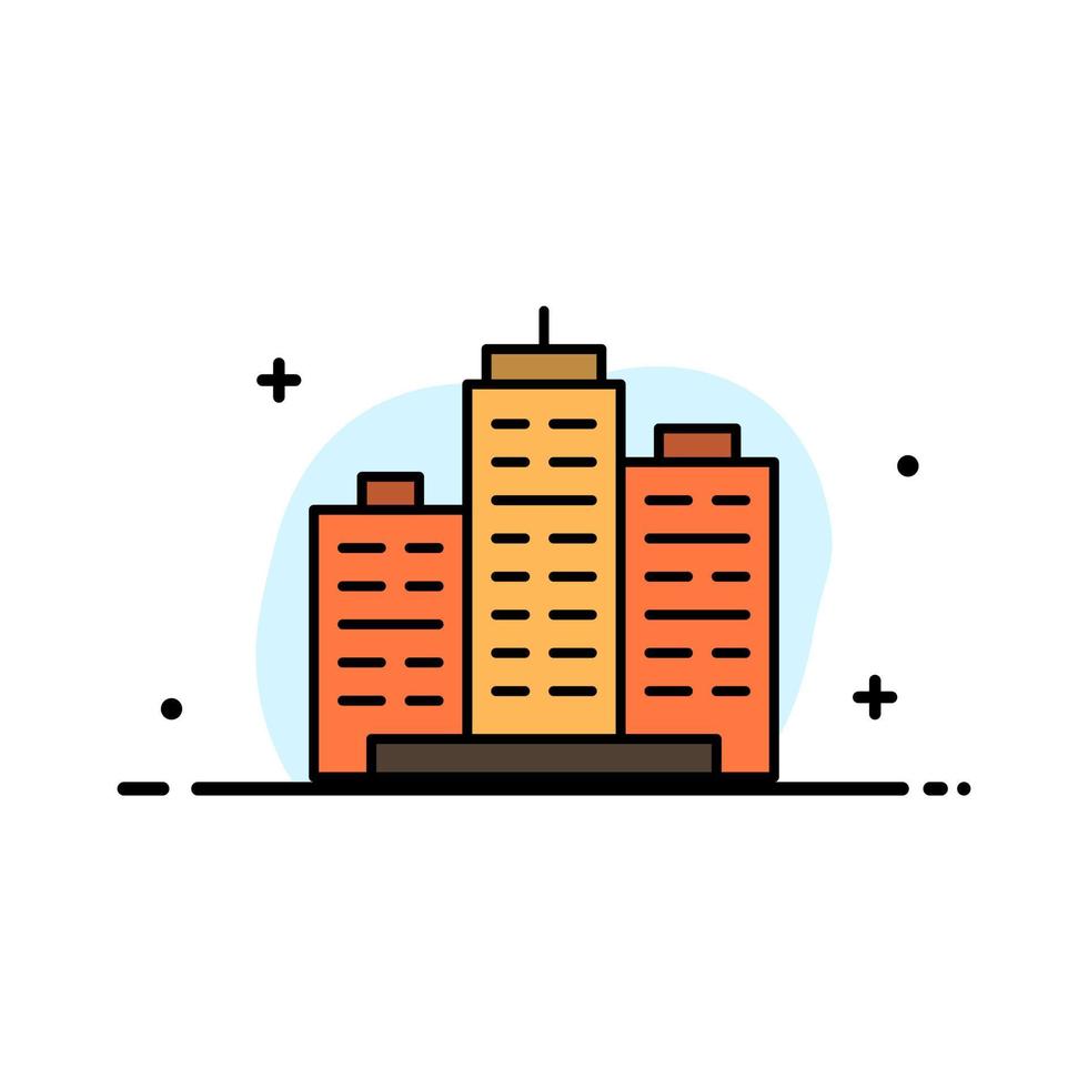 Building Architecture Business Estate Office Property Real  Business Flat Line Filled Icon Vector Banner Template