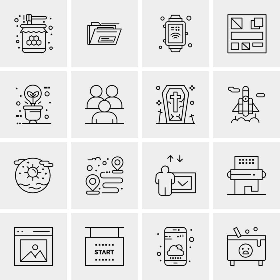 16 iconos de negocios universales vector ilustración de icono creativo para usar en proyectos relacionados con la web y dispositivos móviles