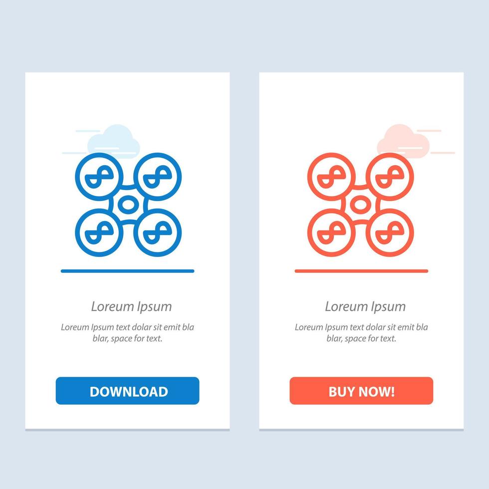 Drone Fly Quad copter Technology  Blue and Red Download and Buy Now web Widget Card Template vector