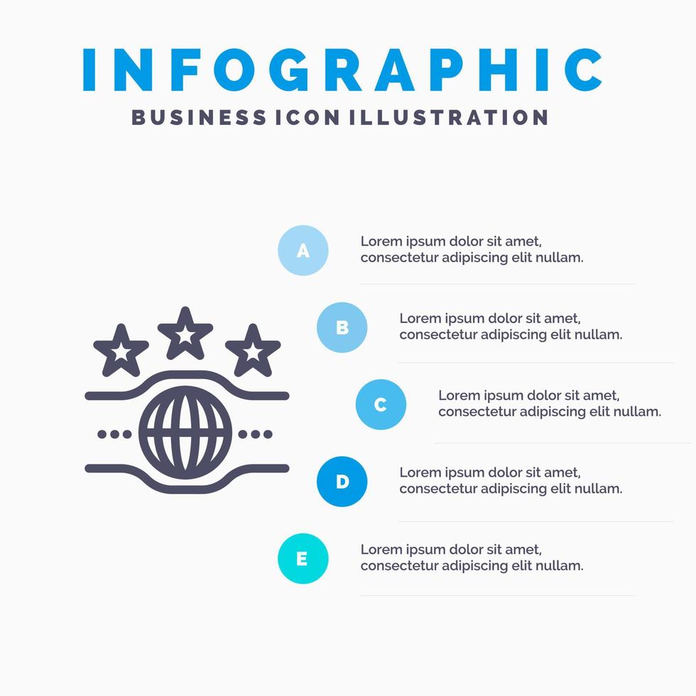 icono de línea de deporte de campeonato de campeón de cinturón con fondo de infografía de presentación de 5 pasos vector