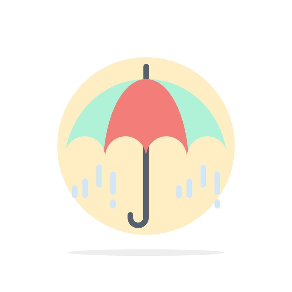 Umbrella Rain Weather Spring Abstract Circle Background Flat color Icon vector