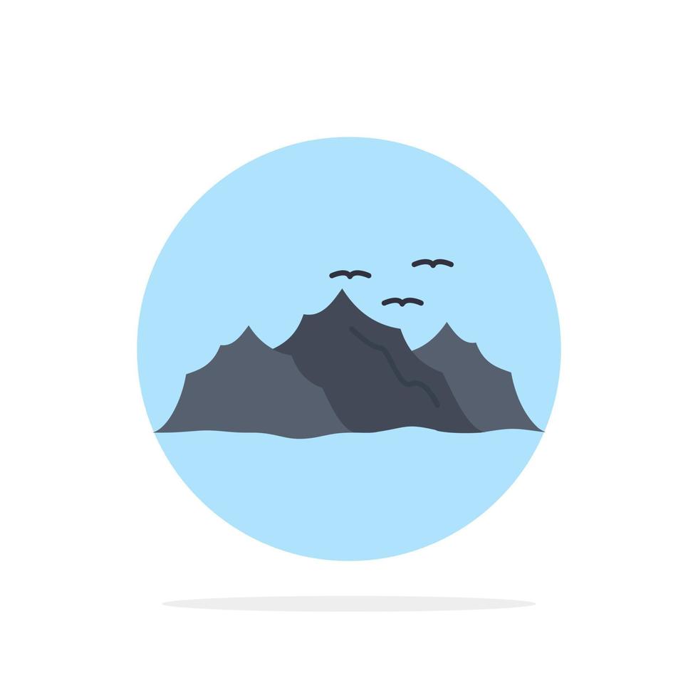 mountain landscape hill nature birds Flat Color Icon Vector