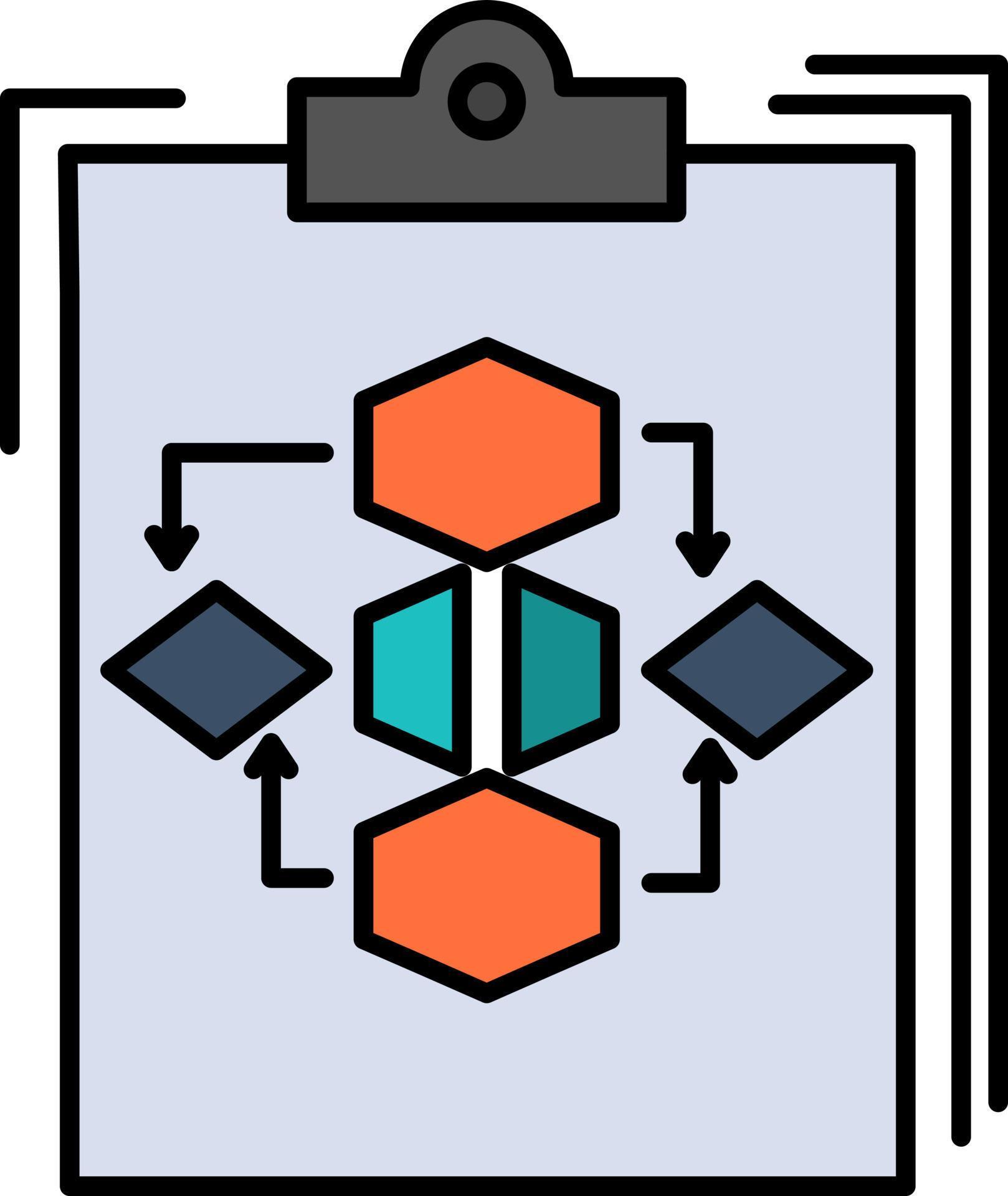 Clipboard Business Diagram Flow Process Work Workflow Flat Color Icon ...