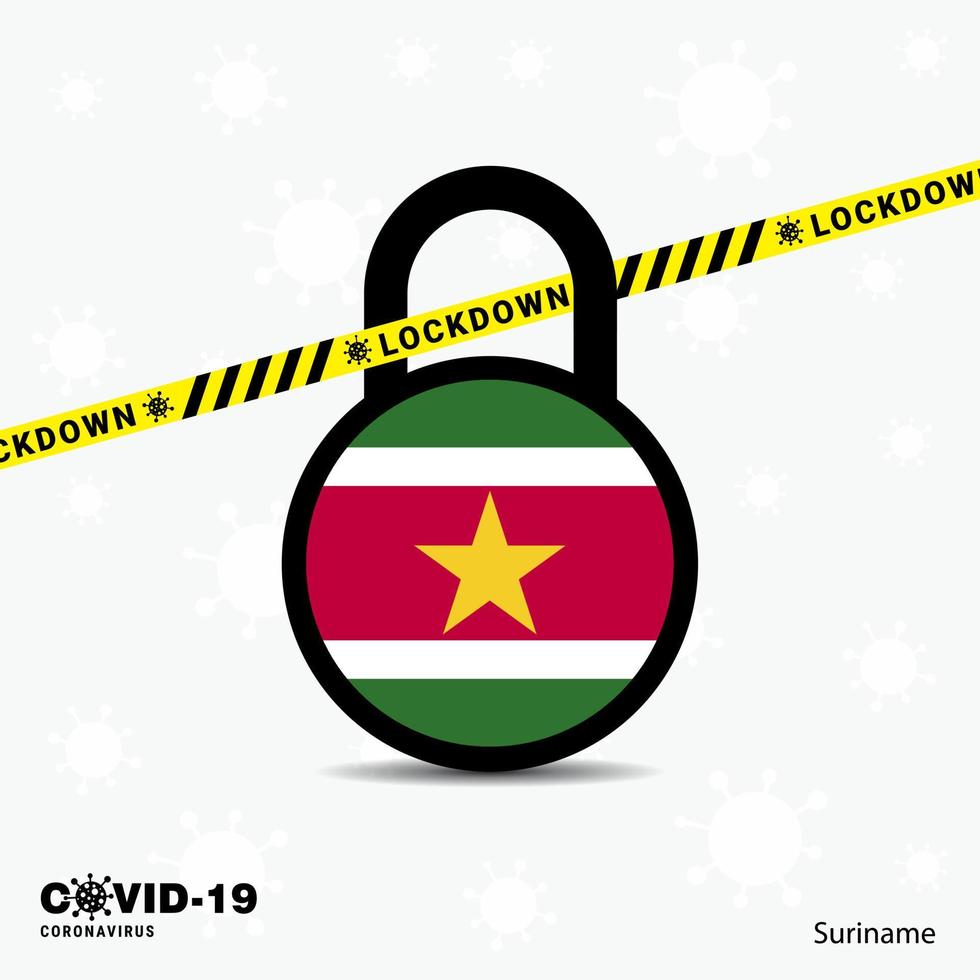 Suriname Lock DOwn Lock Coronavirus pandemic awareness Template COVID19 Lock Down Design vector