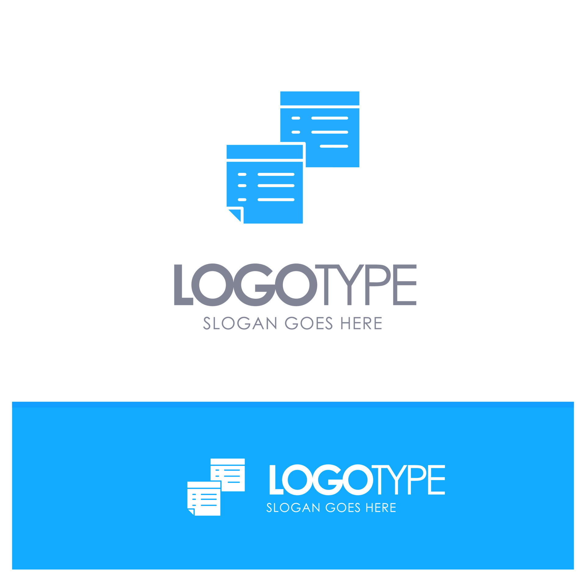 Sticky files note notes office pages paper blue solid logo with place