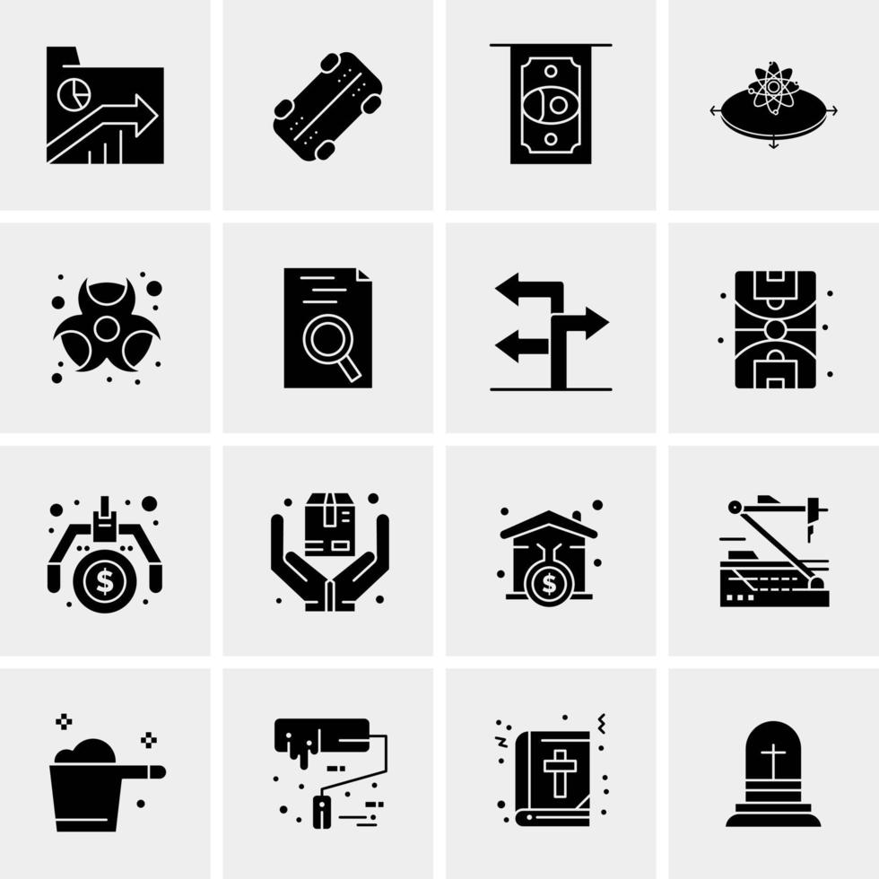 16 iconos de negocios universales vector ilustración de icono creativo para usar en proyectos relacionados con la web y dispositivos móviles