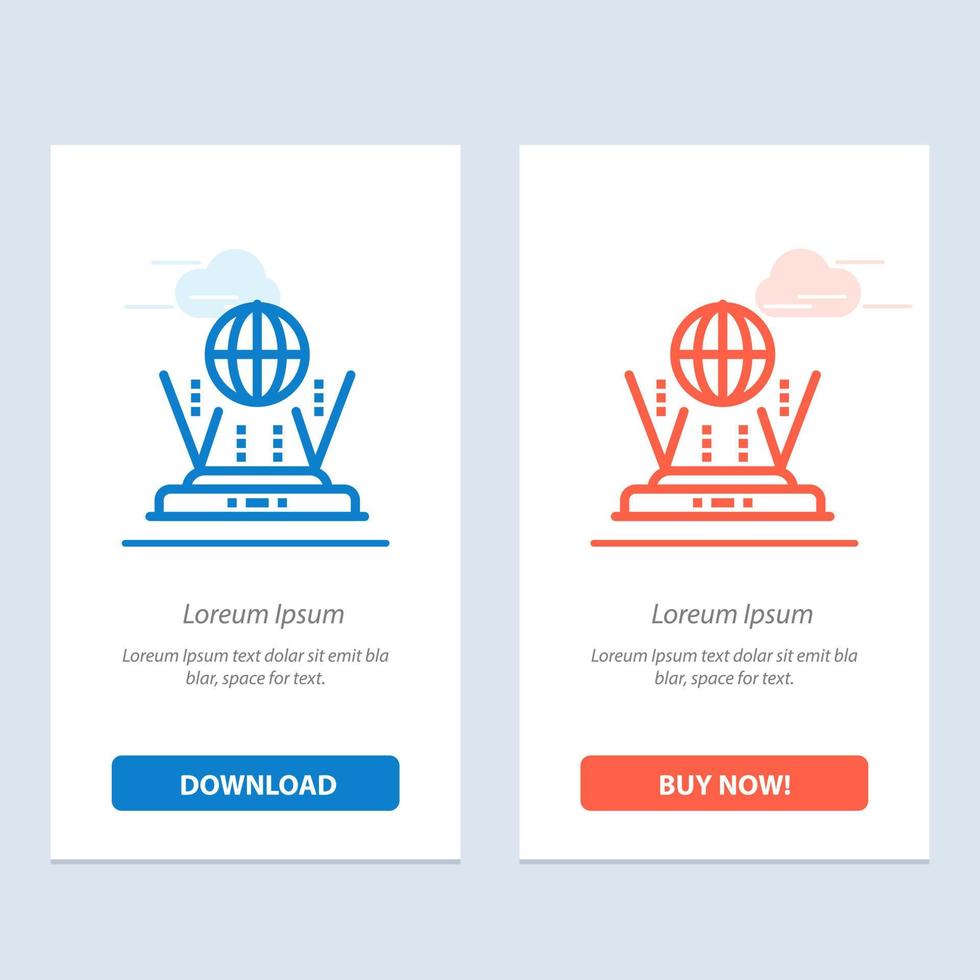 Internet Globe Router Connect  Blue and Red Download and Buy Now web Widget Card Template vector