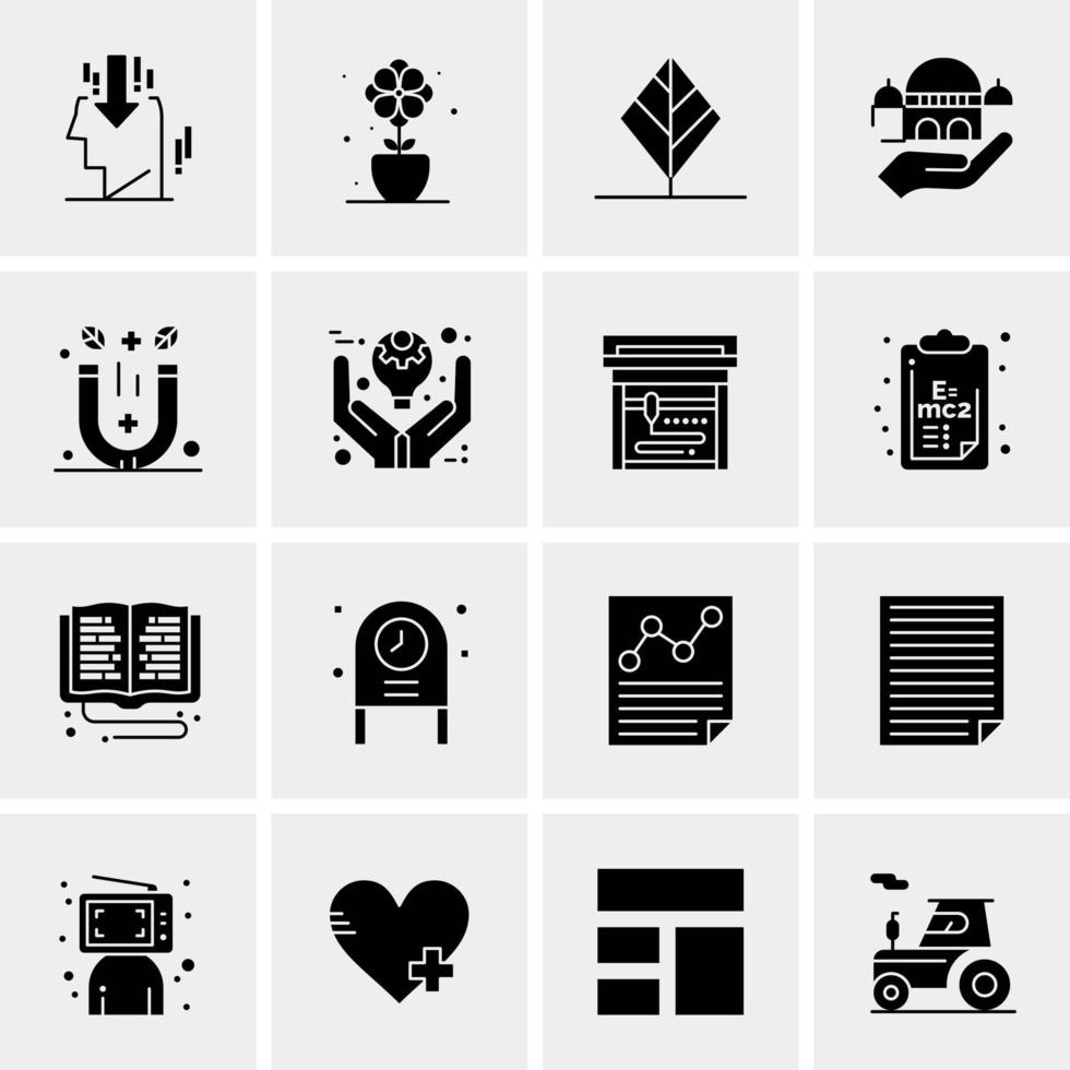 16 iconos de negocios universales vector ilustración de icono creativo para usar en proyectos relacionados con la web y dispositivos móviles