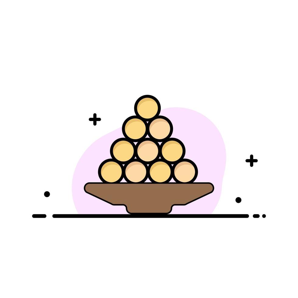 tazón delicadeza postre indio laddu dulce trato negocio línea plana lleno icono vector banner plantilla