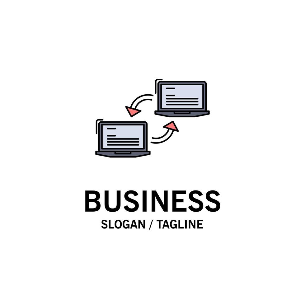 Computer connection link network sync Flat Color Icon Vector
