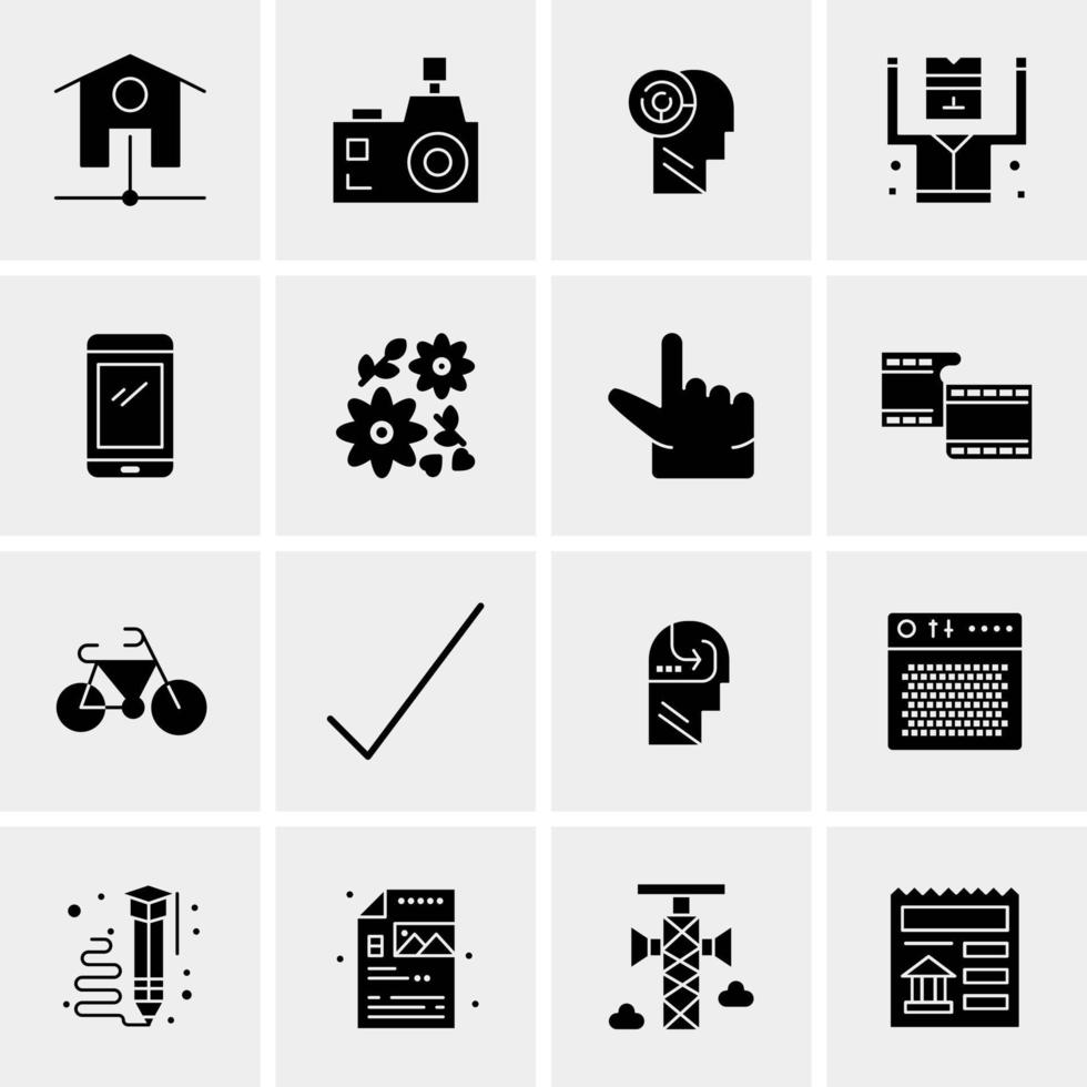 16 iconos de negocios universales vector ilustración de icono creativo para usar en proyectos relacionados con la web y dispositivos móviles