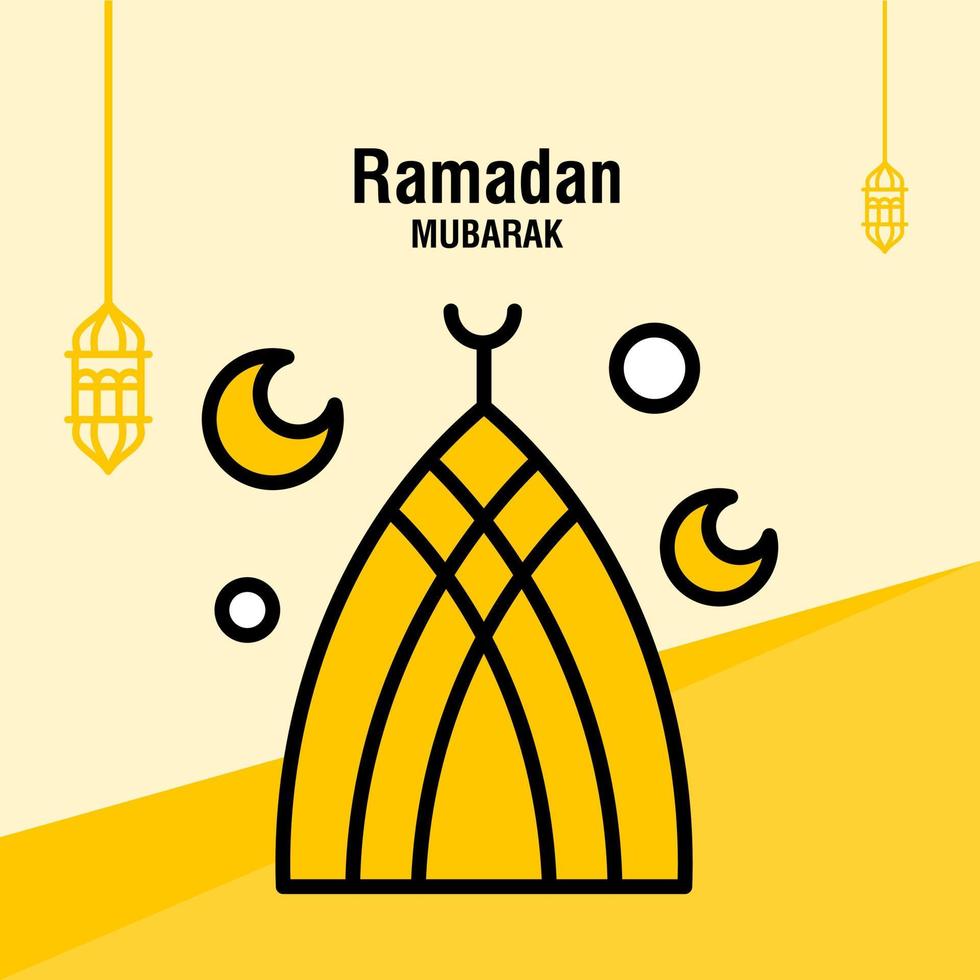 Ramadan kareem greeting template islamic crescent and arabic lantern vector illustration