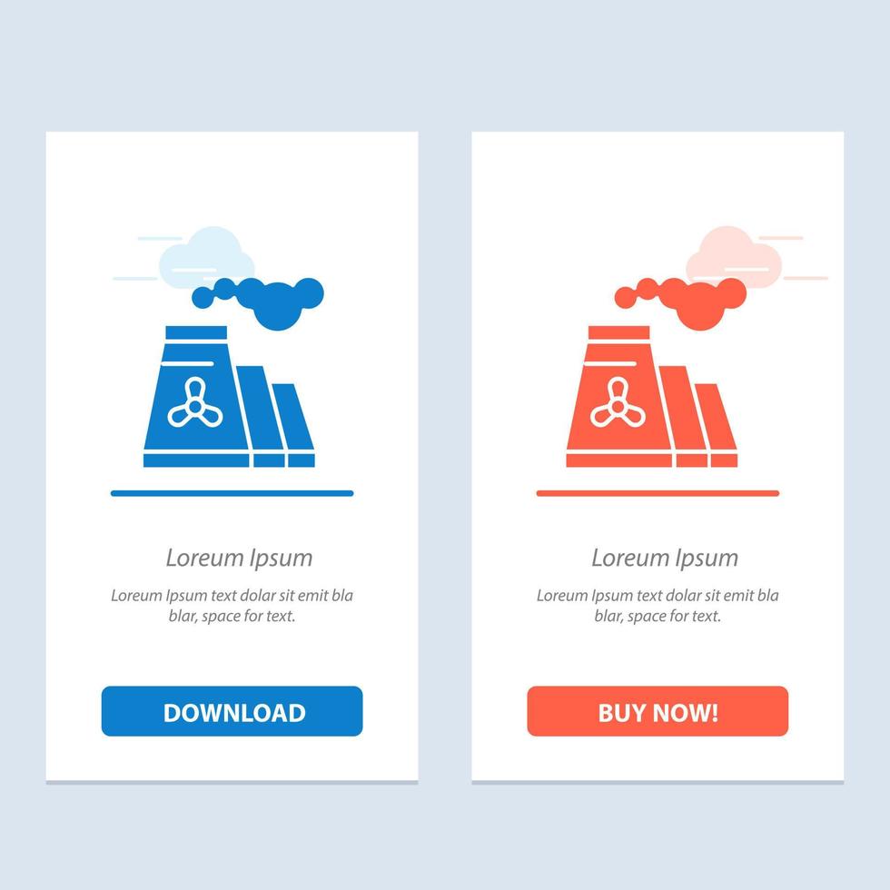 Factory Pollution Production Smoke  Blue and Red Download and Buy Now web Widget Card Template vector