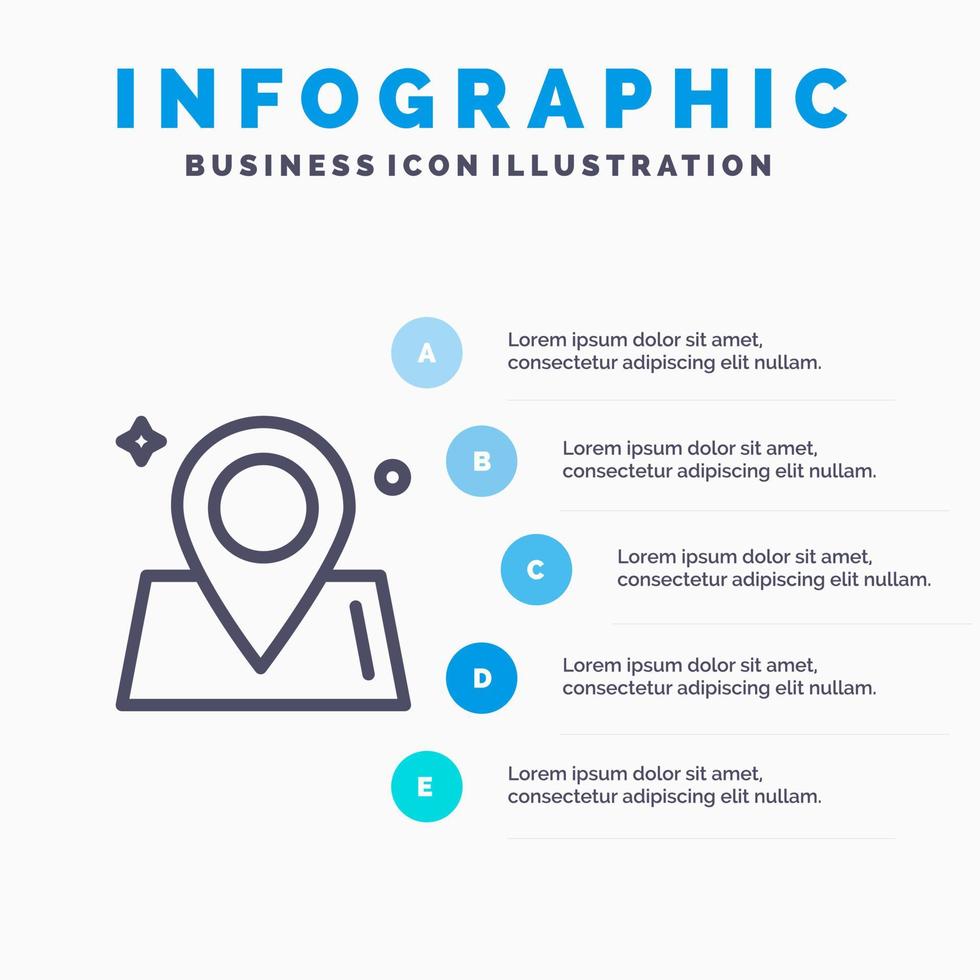 Location Map Way World Line icon with 5 steps presentation infographics Background vector