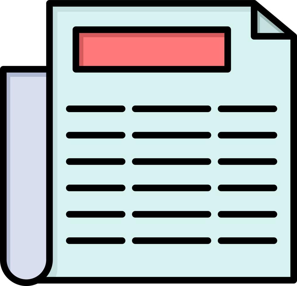 News Paper Document  Flat Color Icon Vector icon banner Template