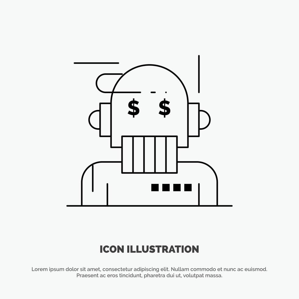 Robot Advisor Adviser Advisor Algorithm Analyst Line Icon Vector