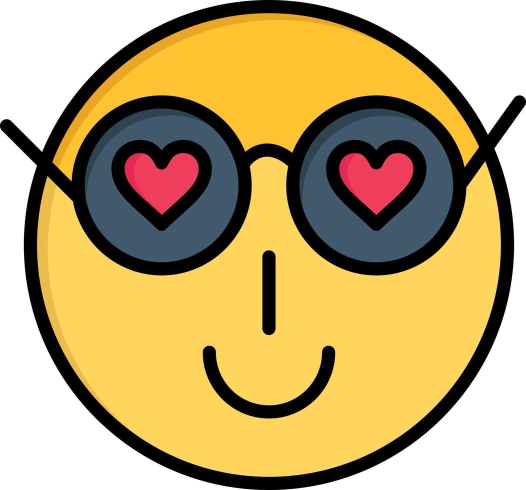 Smiley Emojis Love Cute User  Flat Color Icon Vector icon banner Template