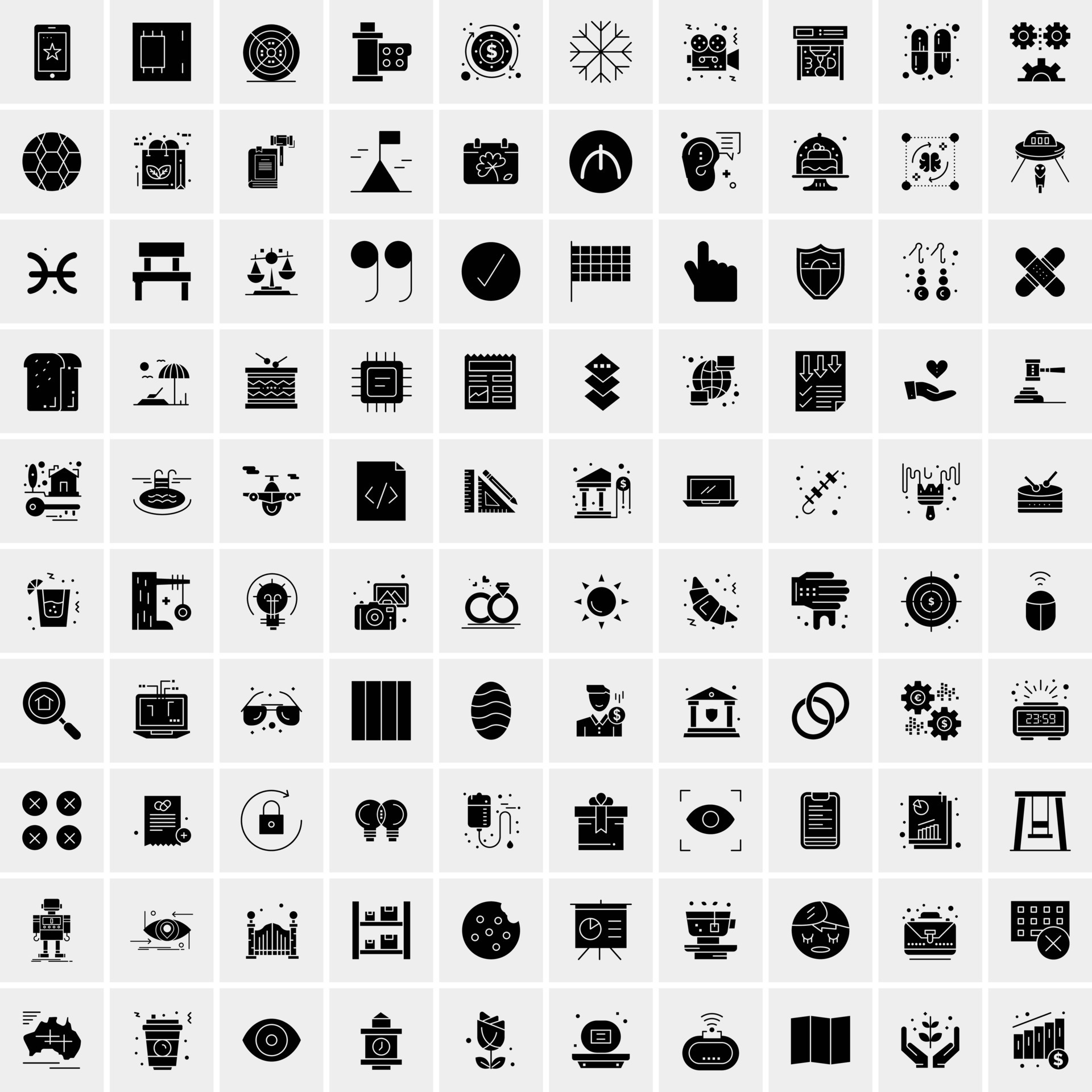 Set of 100 Universal Icons 17969364 Vector Art at Vecteezy