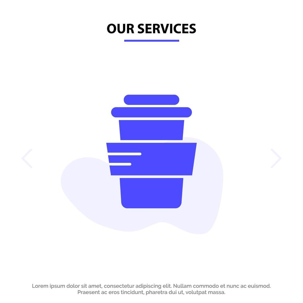 Our Services Glass Study Drink Solid Glyph Icon Web card Template vector