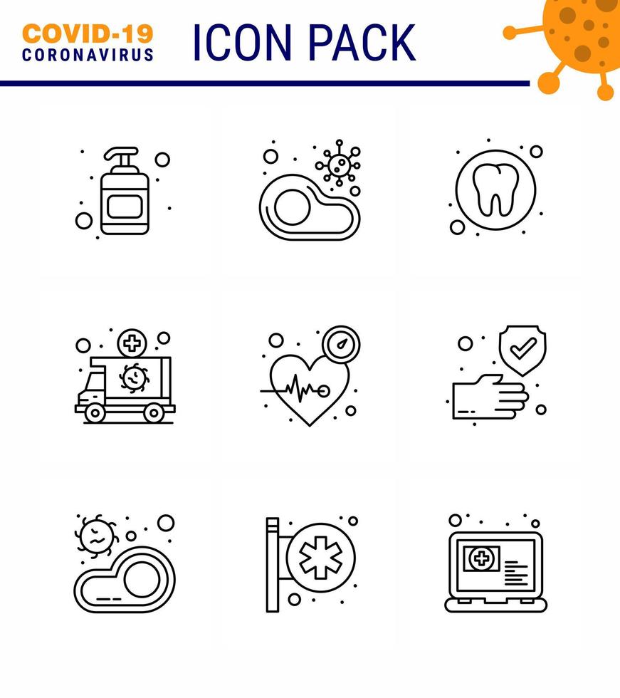 Coronavirus Prevention 25 icon Set Blue vehicle medical steak emergency tooth viral coronavirus 2019nov disease Vector Design Elements