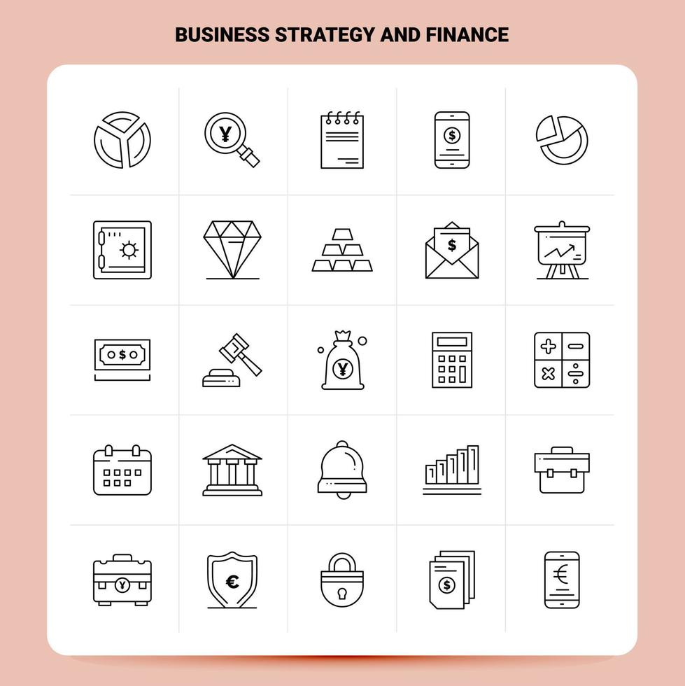 OutLine 25 Business Strategy and Finance Icon set Vector Line Style Design Black Icons Set Linear pictogram pack Web and Mobile Business ideas design Vector Illustration