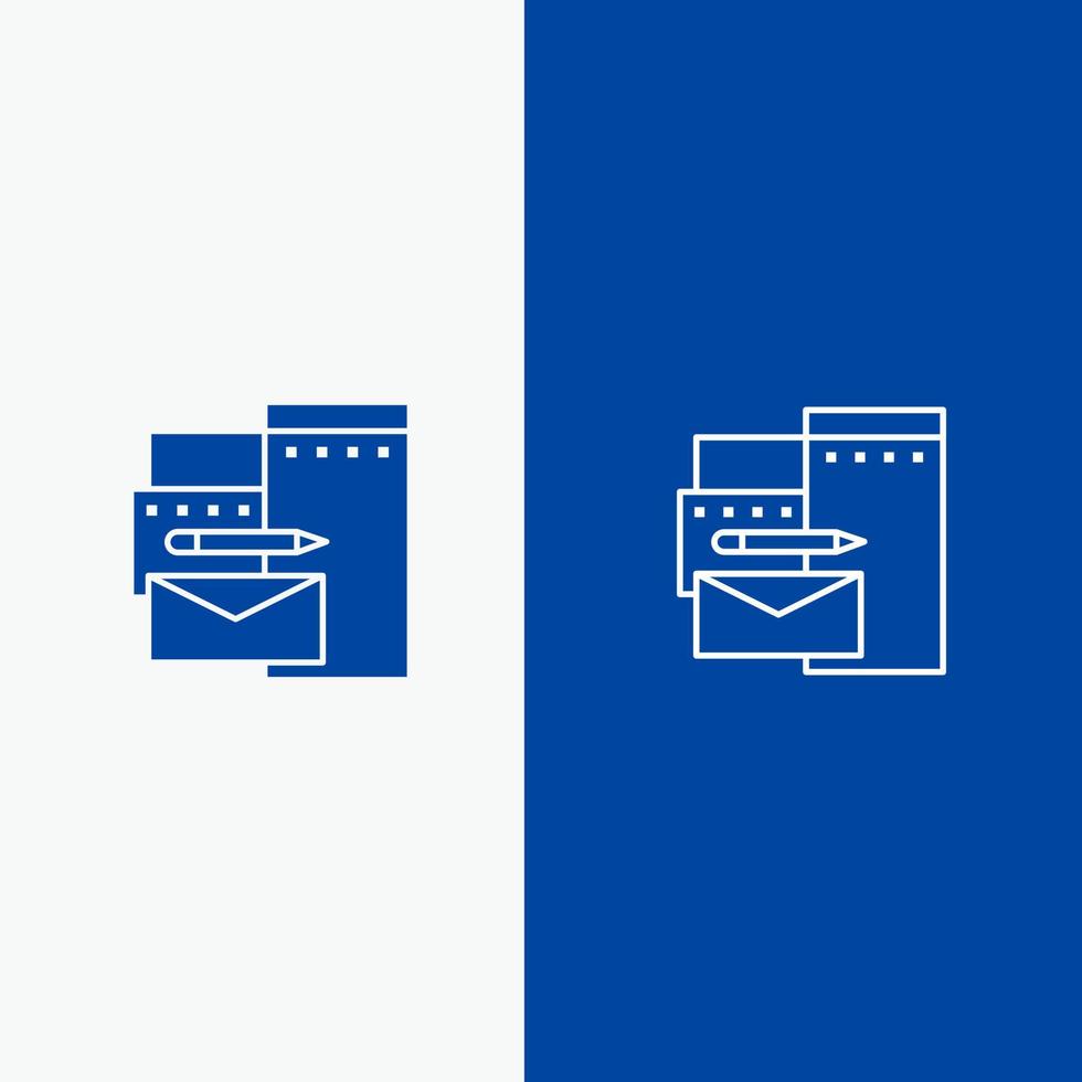 Advertising Branding Identity Corporate Line and Glyph Solid icon Blue banner Line and Glyph Solid icon Blue banner vector