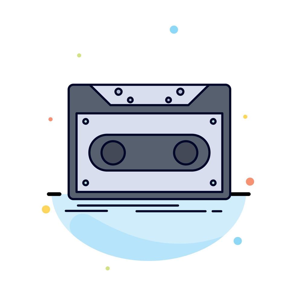 Cassette demo record tape record Flat Color Icon Vector