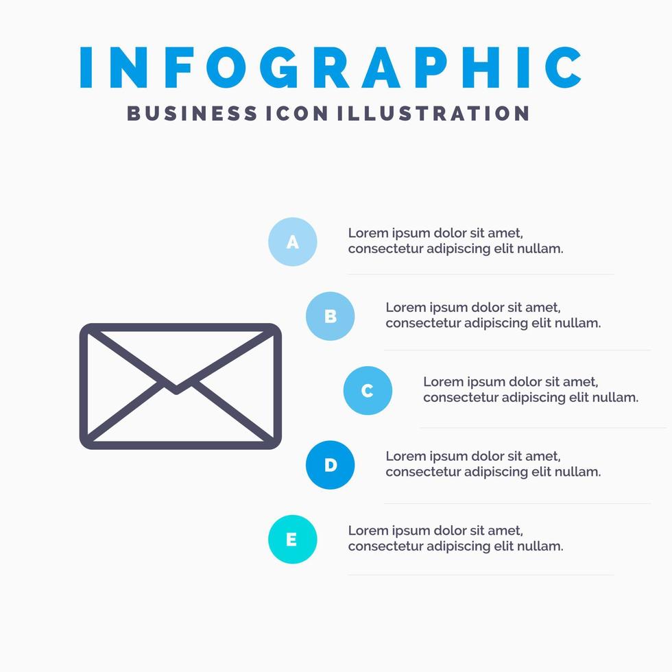 Mail Email User Interface Line icon with 5 steps presentation infographics Background vector