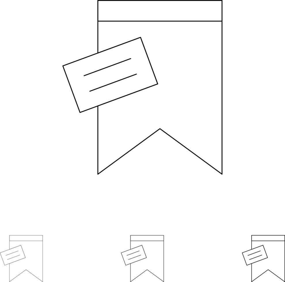 Mark Tag Sign Text Bold and thin black line icon set vector
