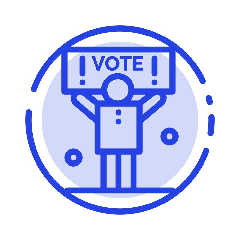 campaña política política votar línea punteada azul icono de línea vector