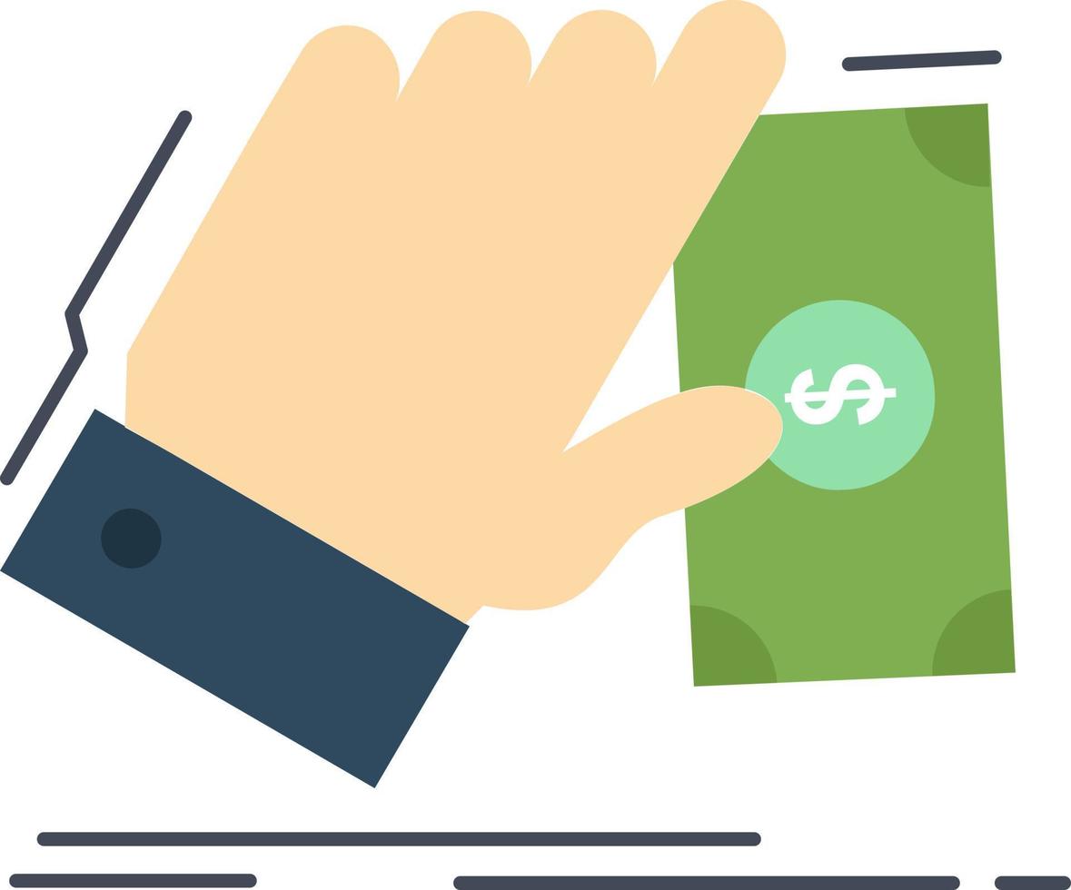 business hand money earn dollar Flat Color Icon Vector