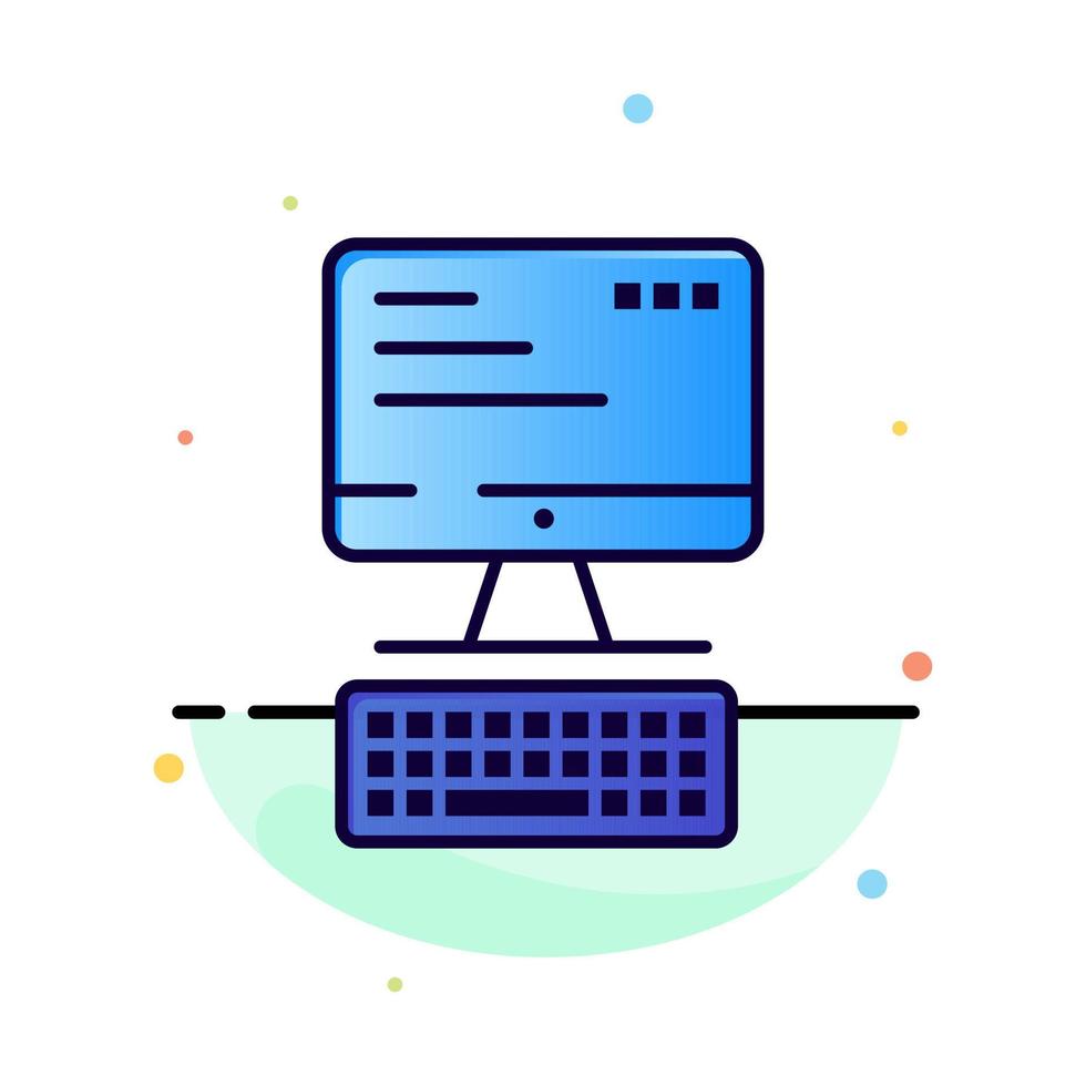 Computer Keyboard Monitor Computing Abstract Flat Color Icon Template vector