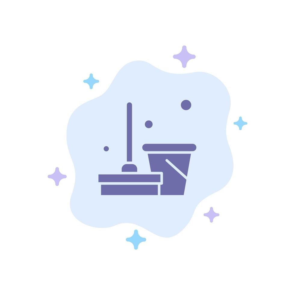 Broom Clean Cleaning Sweep Blue Icon on Abstract Cloud Background vector