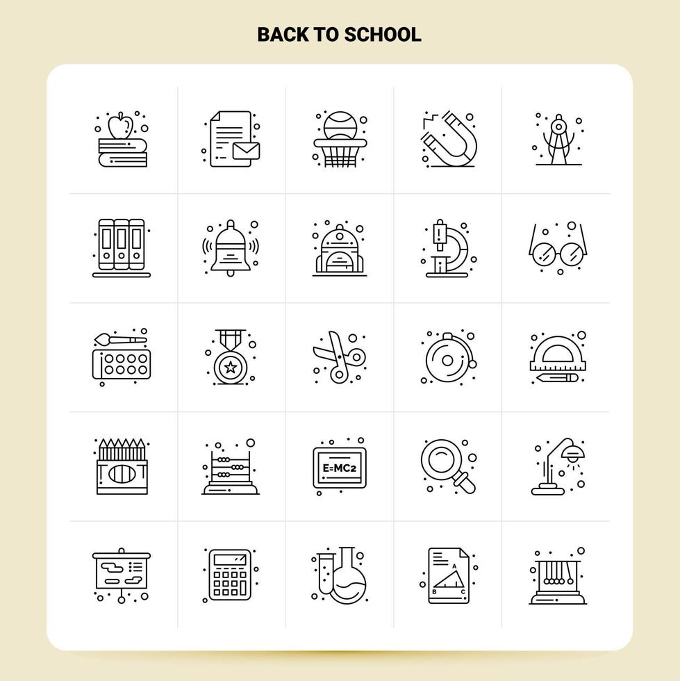 OutLine 25 Back To School Icon set Vector Line Style Design Black Icons Set Linear pictogram pack Web and Mobile Business ideas design Vector Illustration